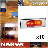 Narva 9-33V LED Side Marker Red/Amber Chrome Cover 0.5m Cable Pack of 10