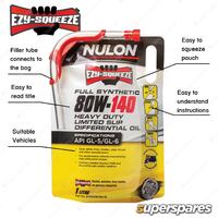 4 x 1L Nulon EZY-SQUEEZE Full SYN80W140 HD Gearbox Limited Slip Differential Oil