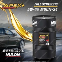 Nulon Full Synthetic APEX+ 5W-30 Multi-34 Engine Oil 205L APX5W30C34-205
