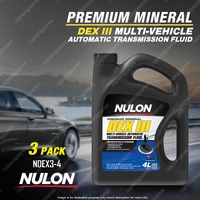 3 x Nulon Premium Mineral Automatic Transmission Fluid 4L NDEX3-4