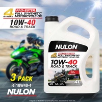 3 x Nulon Full Synthetic Road & Track 10W-40 Motorcycle 4 Stroke Engine Oil 4L