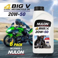 6 x Nulon Mineral Big V 20W-50 Motorcycle 4 Stroke Engine Oil 1L MC20W50-1
