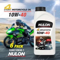 6 x Nulon 10W-40 Motorcycle Engine Oil 1L SSMC10W40-1 API SM JASO MA2