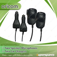 2x Oricom Speaker Microphones & Car Chargers - Suit 2 Way Handheld Radio SM5100