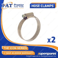 2 Pcs PAT ICON Series Hose Clamps - Solid Slim Band Part Stainless 9.5-12mm