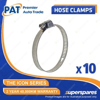 10 Pcs PAT ICON Series Hose Clamps - Perforated Slim Band Full Stainless 64-76mm