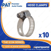 10 Pcs PAT ICON Series Hose Clamps - Perforated Slim Band 316 Stainless 14-27mm