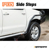 Pair of PIAK Side Steps AL Checker Plate Black Anodized for Toyota Hilux 11-15
