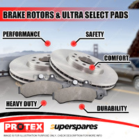 Protex Front Brake Rotors + Ultra Select Pads for Ford Mustang Front Disc 74-78