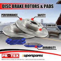 Protex Front Brake Rotors + Blue Pads for Daihatsu Charade G100 G102 7mm Flange