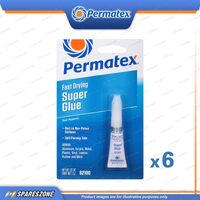 6 x Permatex Super Glue Tube Carded 2G Super Strong Adhesive Fast-Drying