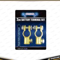 2 Pcs of Charge Battery Terminal Set - End Feed Fitment Brass Coated