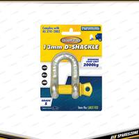 Loadmaster 13mm D-Shackle - 2000KG Working Load Limit Silver Body & Yellow Pin