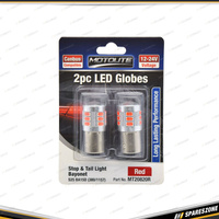 2 Pcs Motolite Red 12-24V LED Canbus Canbus Globes S25 BA15D 380/1157 - 44 Chips