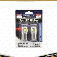 2 Pcs of Motolite White 12-24V LED Canbus Globes S25 BA15D 380/1157 - 44 Chips