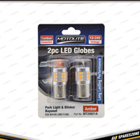 2 Pcs of Motolite Amber 12-24V LED Canbus Globes S25 BA15S 382/1156 - 44 Chips