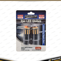 2 Pcs of Motolite Amber 12-24V LED Canbus Globes T20 W3 x 16Q 7443 - 44 Chips
