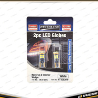 2 Pcs of Motolite White 12-24V LED Canbus Globes T10 W2.9.5D 501 - 44 Chips
