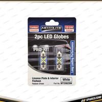 2 Pcs of Motolite White LED Canbus Globes Festoon 31mm - 44 Chips 12-24V