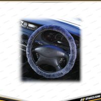 PC Covers 38cm Steering Wheel Cover - Sheep Skin Charcoal Soft Warm Grip