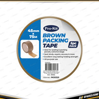 5 Pcs of Pro-Kit Tape - Packing Tape Brown 45mm x 75M Sticky Sealing Tape