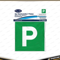2 Pcs of Pro-Kit Electrostatic P Plates - White P on Green Front & Rear Window