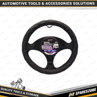 Pro-Kit Black Leather Feel Breathable Steering Wheel Cover with Black Stitching