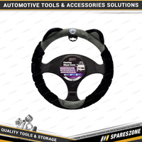 Pro-Kit Black & Grey Furry Feel Steering Wheel Cover with Cat Ears