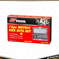 15 Pcs of PK Tool Metric 1/4" Hex Bits Set - with 1/2" to 10mm Adaptor S2 Steel