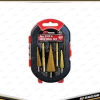 6 Pcs of PK Tool Step & Hole Drill Set - 3 Step Drills Multiple Sizes