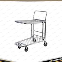 PK Tool 2 Level Shop Trolley with Swivel Wheels - High Gloss Galvanized Finish