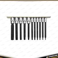 11 Pcs of PK Tool 1/4" & 3/8 Inch Drive 6 Point Magnetic Star Bits Socket Set