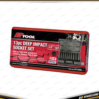 13 Pcs of PK Tool 3/8 Inch Drive 6 Point Deep Impact Socket Set - Metric Cr-V