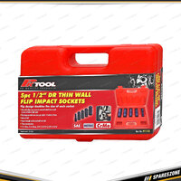 5 Pcs of PK Tool 1/2 Inch Dr Thin Walled Flip Impact Socket Set - Metric & SAE