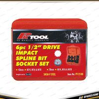 6 Pcs of PK Tool 1/2 Inch Drive Impact Spline Bits Socket Set - SNCM-V Steel
