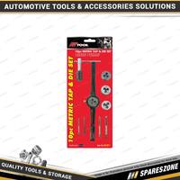 10 Pcs of PK Tool Tap & Die Set - Metric 4x Coarse Dies & 4x Taper Taps & Wrench