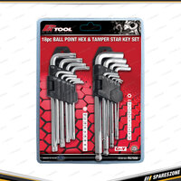 18 Pcs of PK Tool Metric Ball End Hex & Tamper Proof Star Key Set - Cr-V Steel