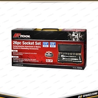 26 Pcs of PK Tool Socket Set - 1/4" & 3/8" Drive 72T 6 Point Metric Hex Sockets