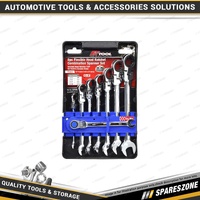 8 Pcs of PK Tool Flexible Head Ratchet Combination Spanner Set - 72T Ratchet
