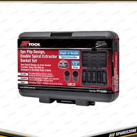 5 Pcs of PK Tool 1/2" Drive Flip Design Double Spiral Extractor Socket Set