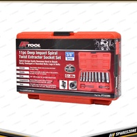 11Pc PK Tool Deep Impact Spiral Twist Extractor Socket Set - 3/8" Drill Adaptor