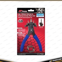 2 Pcs of PK Tool 165mm Internal & External Circlip Plier Set - Multi-Size Tips