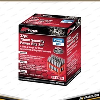 32 Pcs of PK Tool Security Power Bits Set - 75mm Length 6mm Blade S2 Steel
