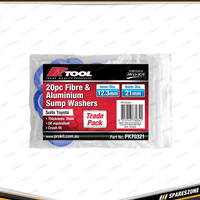 20 Pcs PK Tool Fibre & Aluminium Sump Washers - 2mm Thickness ID 12.3mm OD 21mm