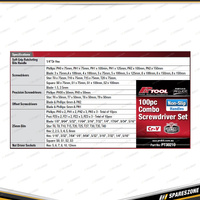 100 Pcs of PK Tool Screwdriver Set - with Handy Storage Rack to Complete Any Job