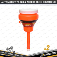 2 x PK Tool 80mm Diameter Funnels With Lids - 230mm Long Flexible Neck