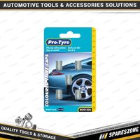 5 Pcs of Pro-Tyre Valve Caps - Anodized Silver Colour Fits Any Valve System