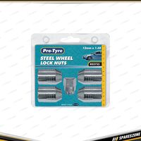 5 Pieces of Pro-Tyre Lock Nut Set - 12mm x 1.50 Steel Chrome Wheel Universal Fit