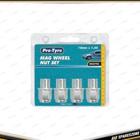 4 Pieces of Pro-Tyre Wheel Nut Set - 12mm x 1.25 Mag Wheel Chrome Universal Fit