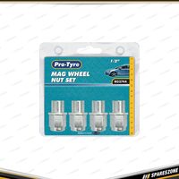 4 Pieces of Pro-Tyre Wheel Nut Set - 1/2 Inch Mag Wheel Chrome Universal Fit